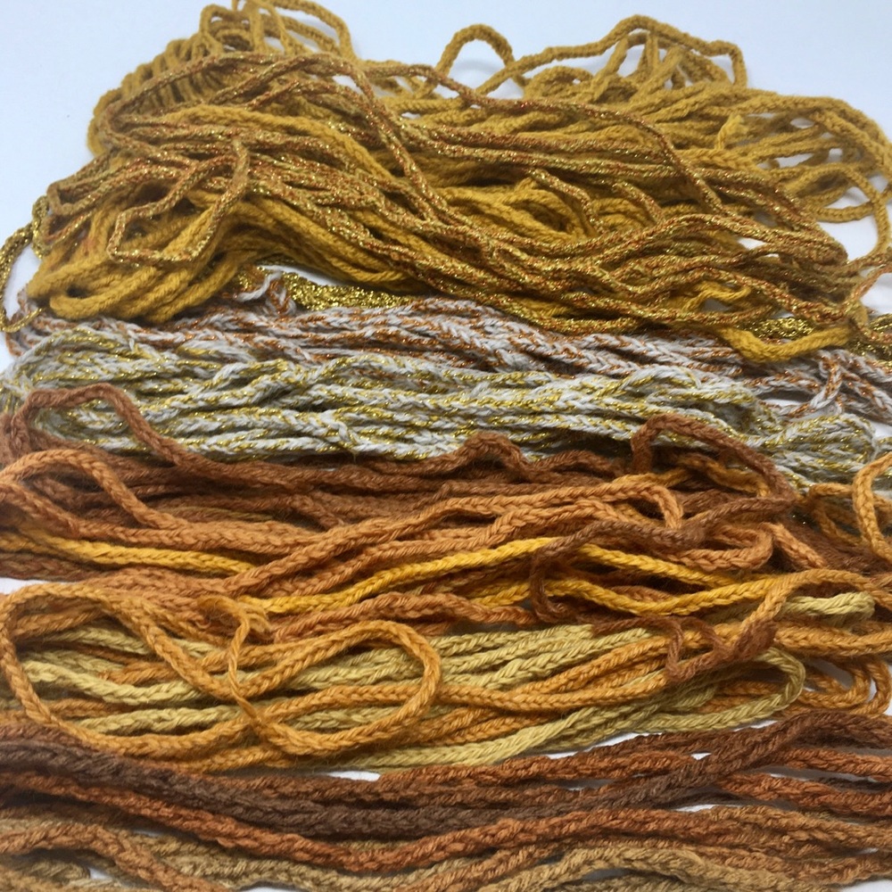 Handmade Lot of Yellow Ochre Gold Lucet Braided Cord Bundle